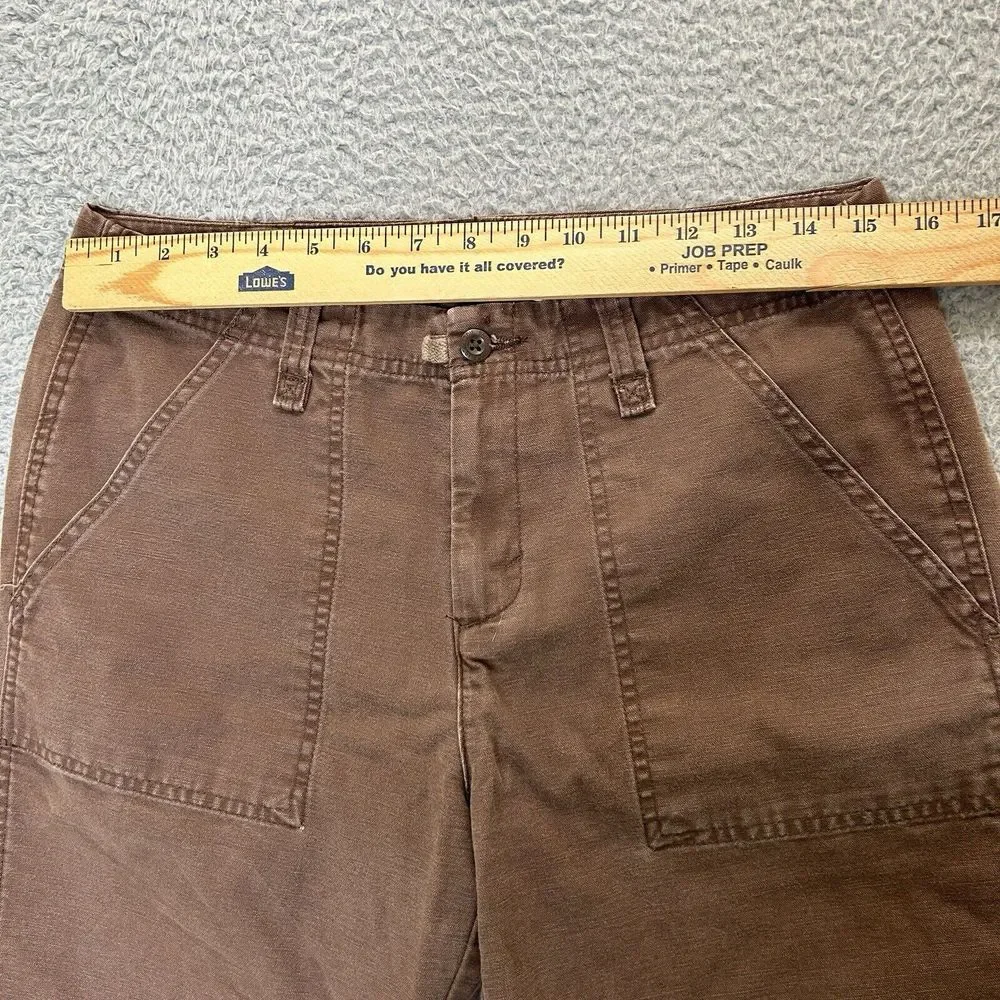 Eddie Bauer Capri Pants Womens 8 Brown Wide Leg Outdoor Hiking‎ Pockets Cotton